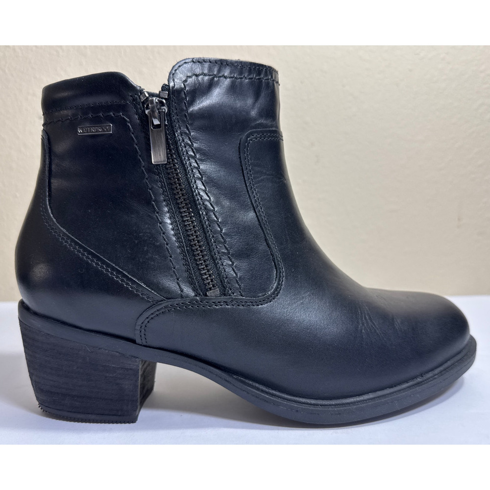 Clarks Women's Neva Zip Waterproof Black Leather Ankle Boot - Size 9 - Picture 3 of 8